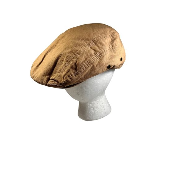 Vintage-Inspired Tan Newsboy Men's Cap Lightweight Ventilation Eyelets Heritage - Picture 2 of 7